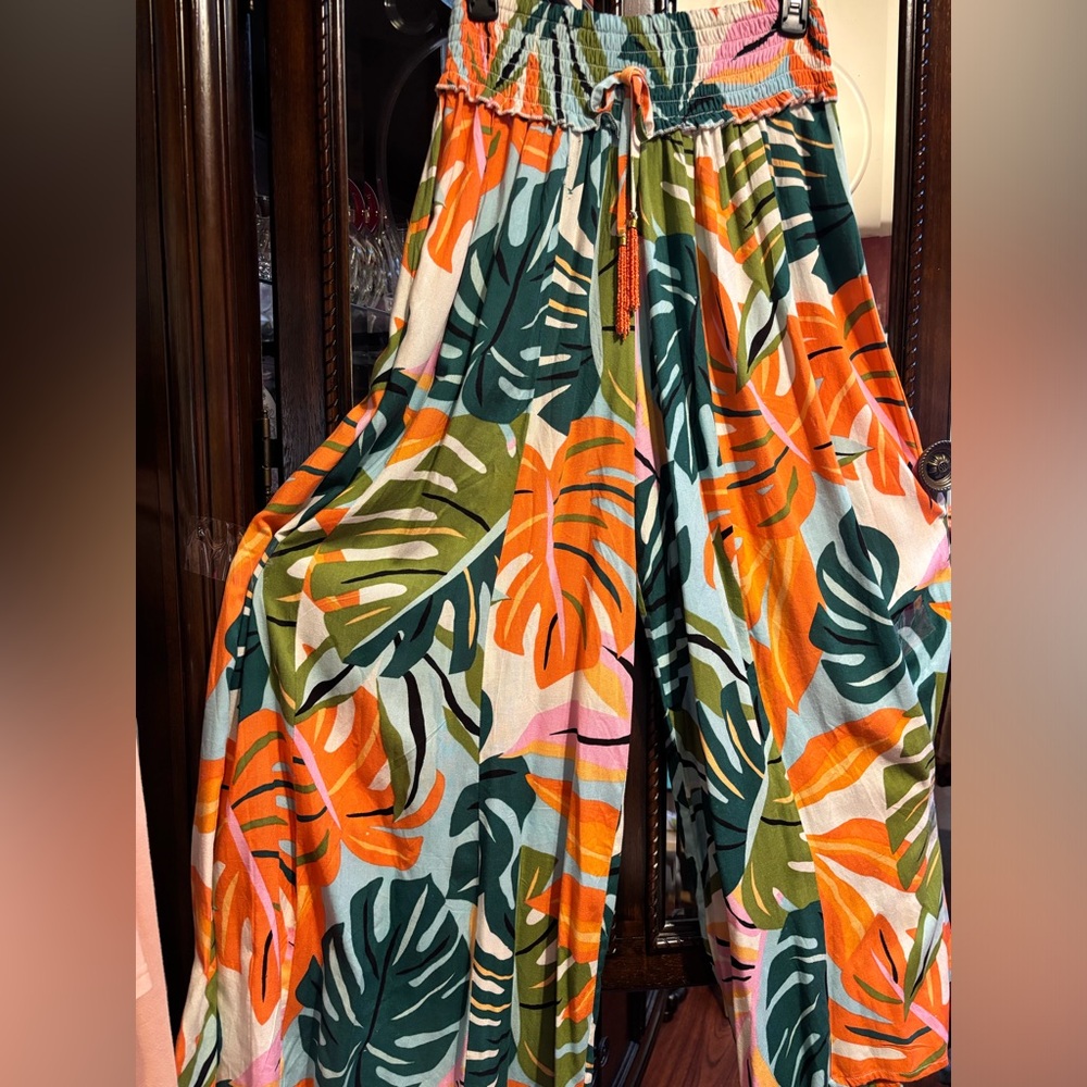 Tropical Boho Wide- Leg Pants